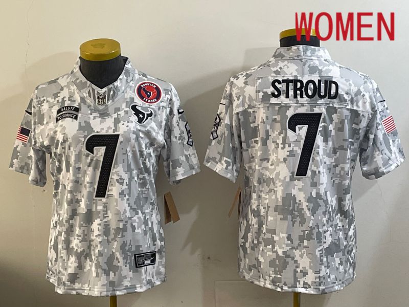 Women Houston Texans #7 Stroud Nike Arctic Camo 2024 Salute to Service Limited NFL Jersey style 2->women nfl jersey->Women Jersey